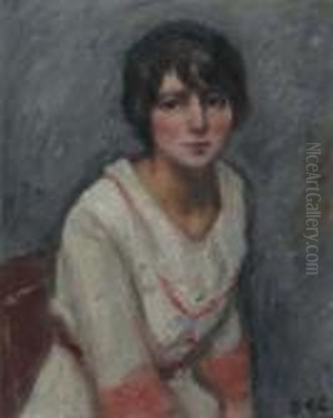 Bildnis Einer Jungen Frau. Oil Painting by Georges dEspagnat