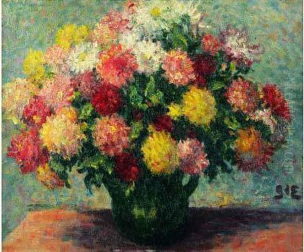 Le Bouquet De Dahlias Oil Painting by Georges dEspagnat