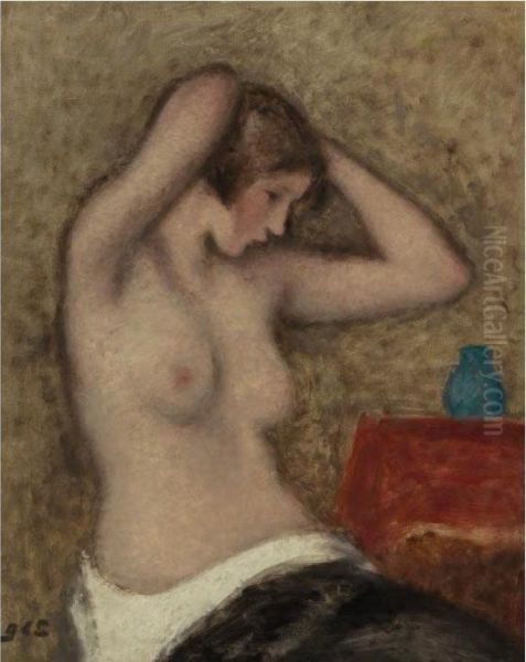 Jeune Femme Se Coiffant Oil Painting by Georges dEspagnat