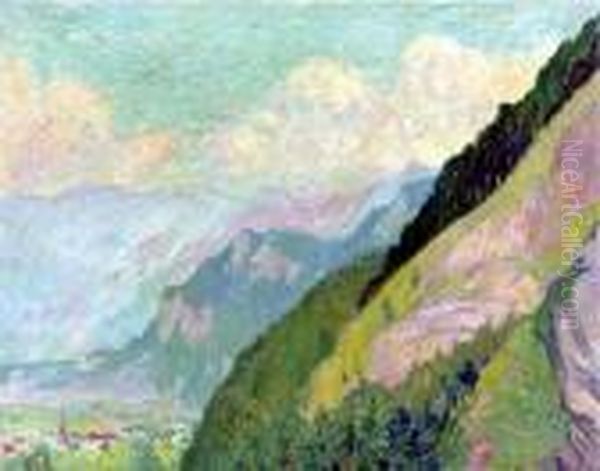 A View Of Myringen, Switzerland Oil Painting by Georges dEspagnat