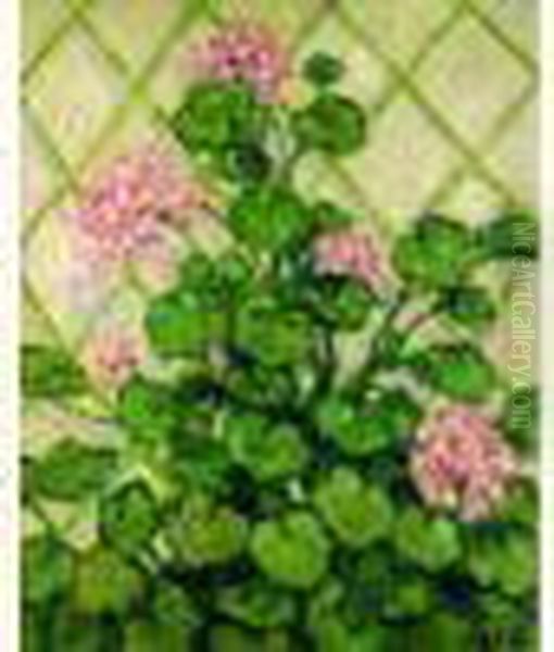 Geraniums Oil Painting by Georges dEspagnat