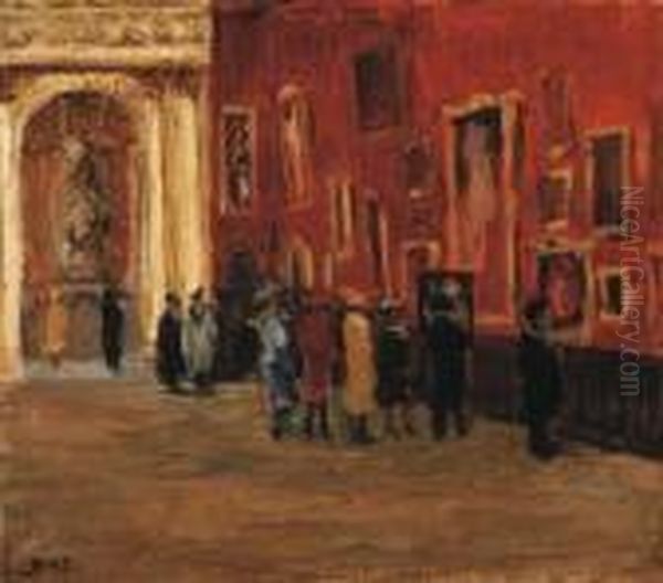 Au Louvre Oil Painting by Georges dEspagnat