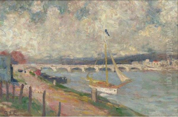 Quai De Seine Oil Painting by Georges dEspagnat