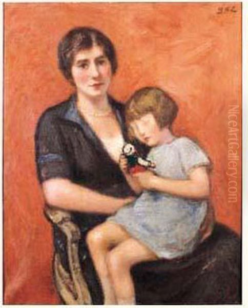 Femme Et Enfant Oil Painting by Georges dEspagnat