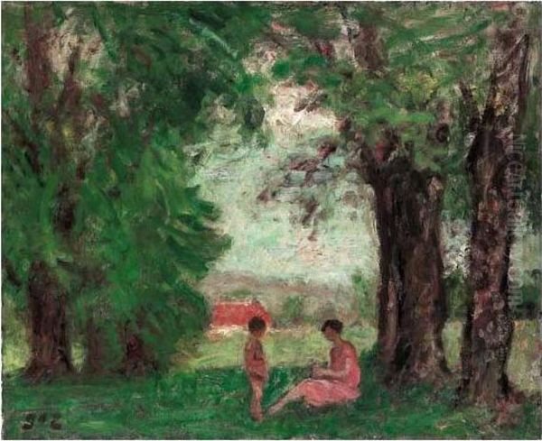 Mere Et Enfant Dans Un Sous-bois Oil Painting by Georges dEspagnat