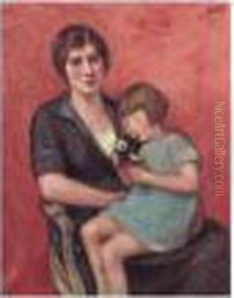 Femme Et Enfant Oil Painting by Georges dEspagnat