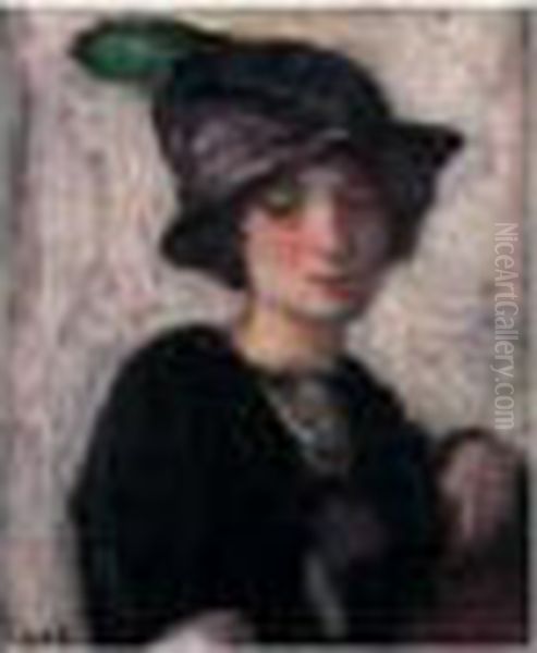 La Jeune Femme Au Chapeau Oil Painting by Georges dEspagnat