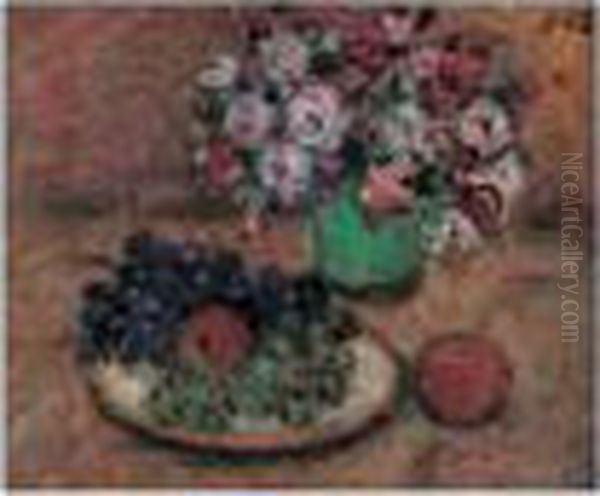 Nature Morte Aux Fleurs Et A La Coupe De Fruits Oil Painting by Georges dEspagnat