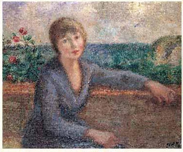 Madame D'espagnat Devant La Mer, Circa 1922 Oil Painting by Georges dEspagnat