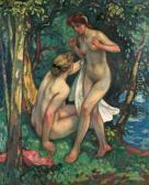 Les Deux Baigneuses Oil Painting by Georges dEspagnat