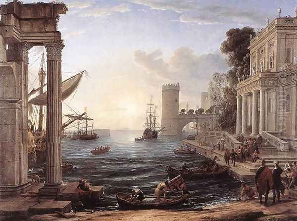 Seaport with the Embarkation of the Queen of Sheba, 1648 Oil Painting by Claude Lorrain (Gellee)