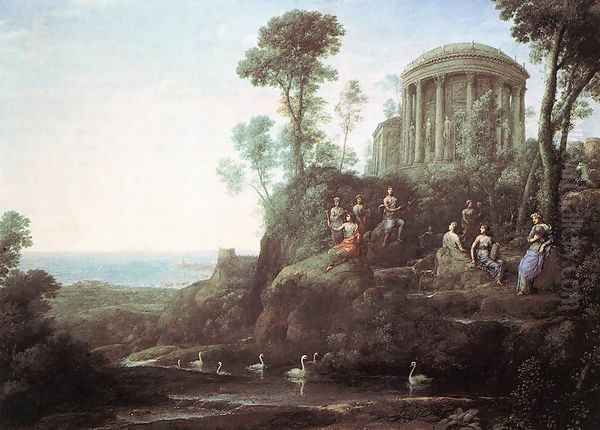 Apollo and the Muses on Mount Helion (Parnassus) 1680 Oil Painting by Claude Lorrain (Gellee)