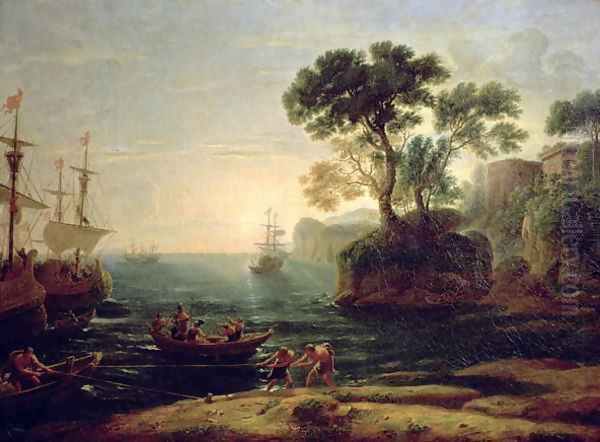 Arrival of Aeneas in Italy, the Dawn of the Roman Empire Oil Painting by Claude Lorrain (Gellee)