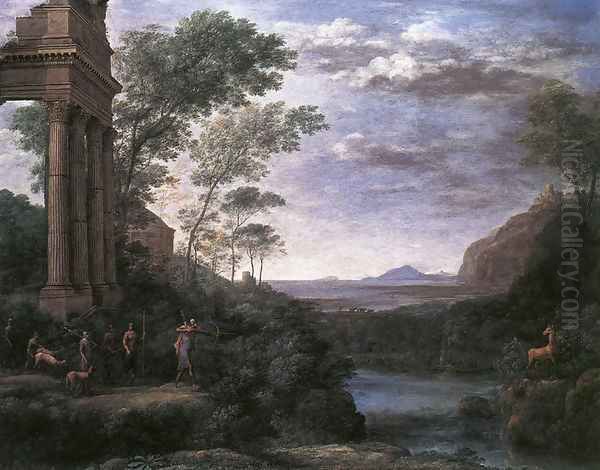 Landscape with Ascanius Shooting the Stag of Sylvia 1682 Oil Painting by Claude Lorrain (Gellee)