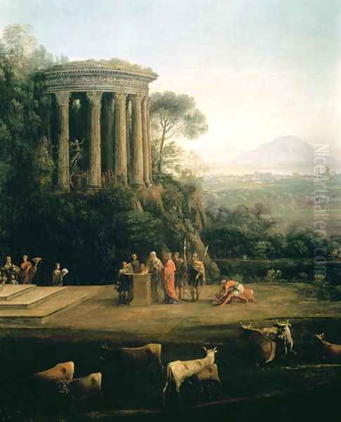 Landscape with the Father of Psyche sacrificing to Apollo Oil Painting by Claude Lorrain (Gellee)