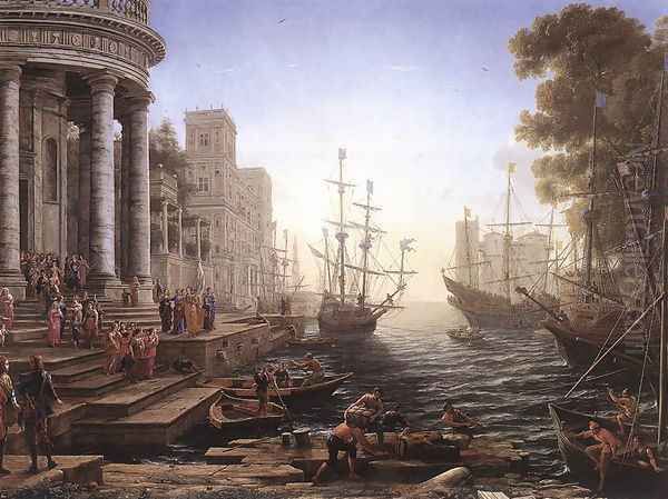 Port Scene with the Embarkation of St Ursula 1641 Oil Painting by Claude Lorrain (Gellee)