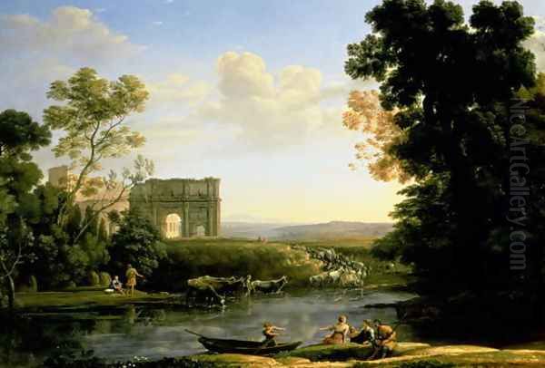 Pastoral Capriccio with the Arch of Constantinople Oil Painting by Claude Lorrain (Gellee)