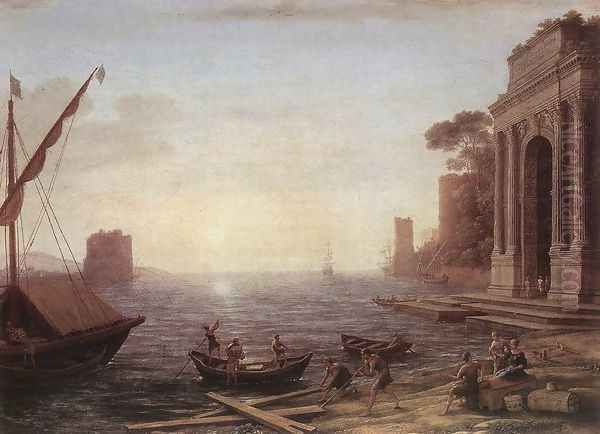 A Seaport at Sunrise 1674 Oil Painting by Claude Lorrain (Gellee)