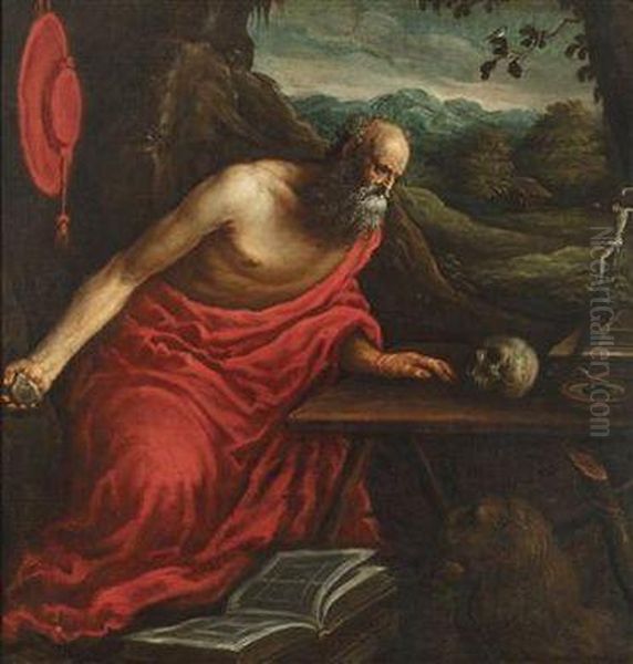 Saint Jerome Oil Painting by Jacopo Bassano (Jacopo da Ponte)