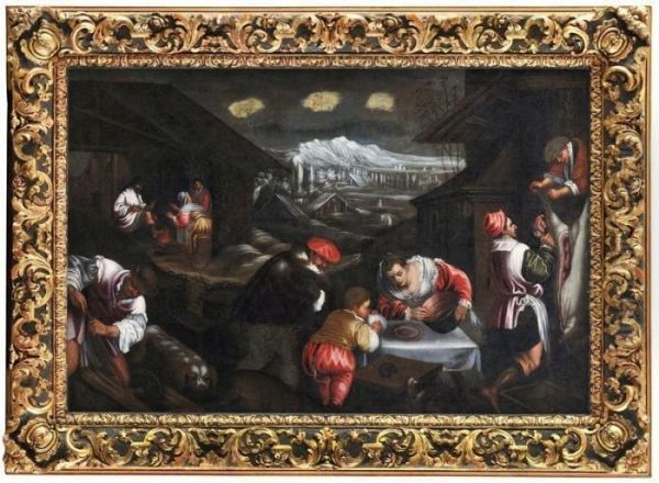 Alegoria Zimy Oil Painting by Jacopo Bassano (Jacopo da Ponte)