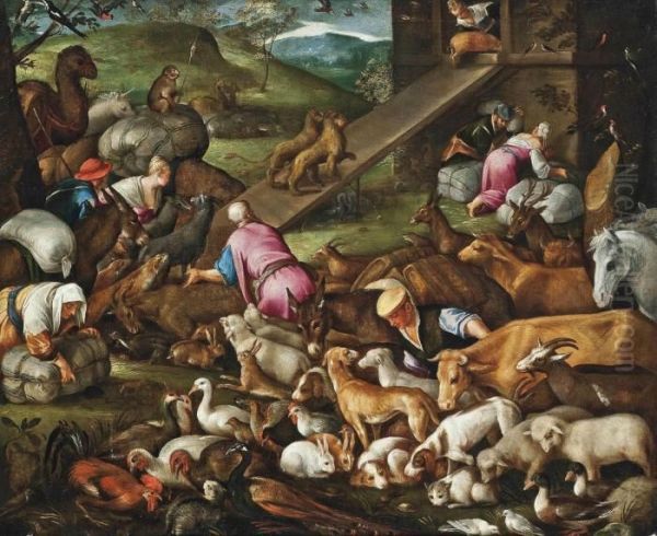 Noah's Ark Oil Painting by Jacopo Bassano (Jacopo da Ponte)