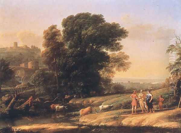 Landscape with Cephalus and Procris Reunited by Diana, 1645 Oil Painting by Claude Lorrain (Gellee)