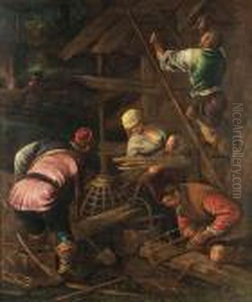 Bottega Di Lavori Agresti Oil Painting by Jacopo Bassano (Jacopo da Ponte)