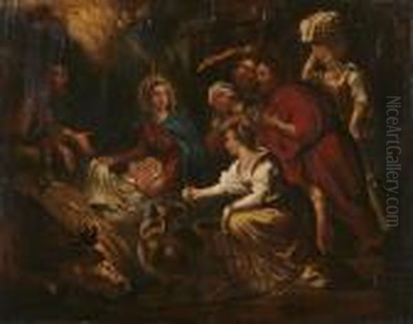 The Adoration Of The Shepherds Oil Painting by Jacopo Bassano (Jacopo da Ponte)