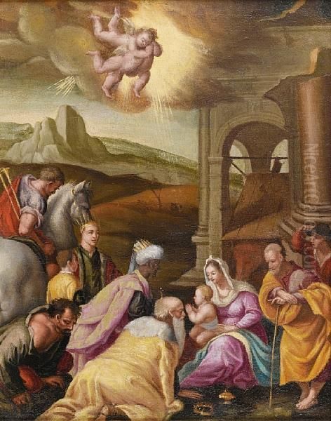 The Adoration Of The Magi Oil Painting by Jacopo Bassano (Jacopo da Ponte)