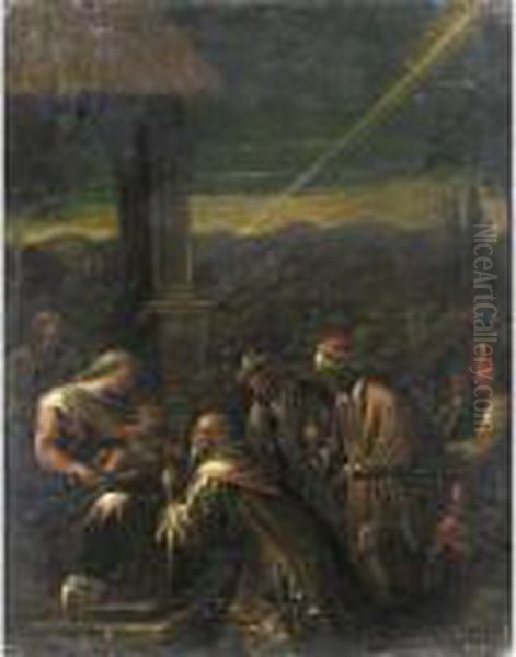 Adorazione Dei Magi Oil Painting by Jacopo Bassano (Jacopo da Ponte)