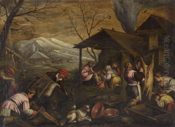 Der Winter Oil Painting by Jacopo Bassano (Jacopo da Ponte)