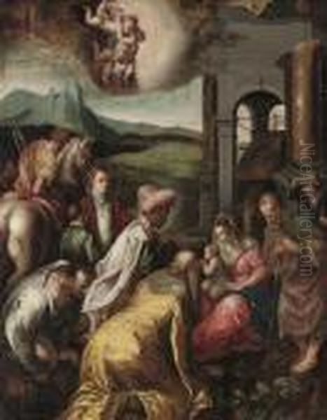 The Adoration Of The Magi Oil Painting by Jacopo Bassano (Jacopo da Ponte)