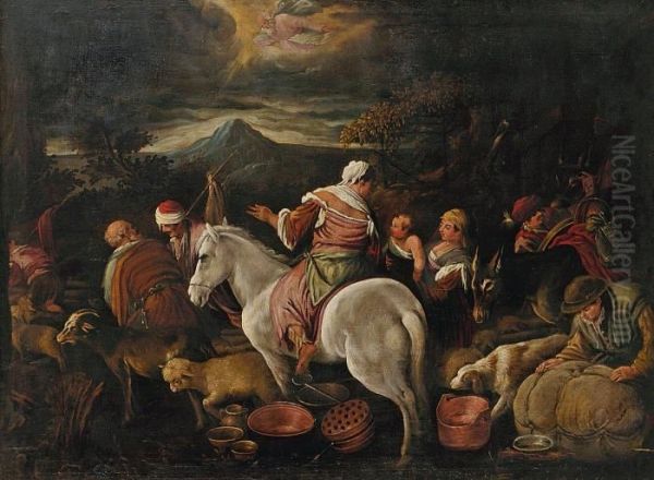 Der Auszug Abrahams Nach Kanaan Oil Painting by Jacopo Bassano (Jacopo da Ponte)