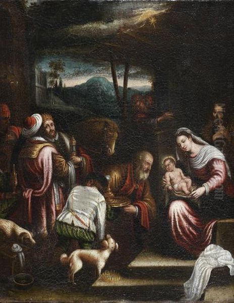 L'adoration Des Mages Oil Painting by Jacopo Bassano (Jacopo da Ponte)