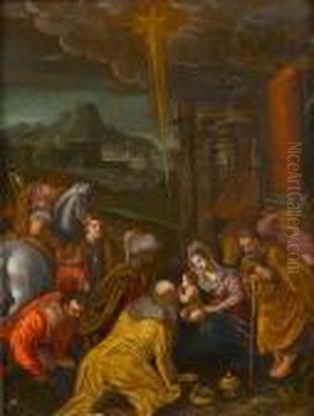 The Adoration Of The Magi Oil Painting by Jacopo Bassano (Jacopo da Ponte)