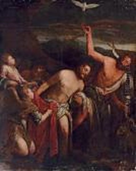 The Baptism Of Christ Oil Painting by Jacopo Bassano (Jacopo da Ponte)