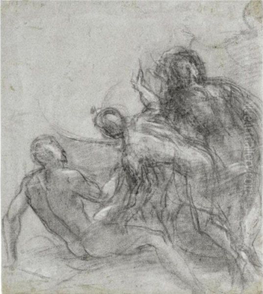 Figure Studies, Possibly For An Adoration Of The Shepherds Oil Painting by Jacopo Bassano (Jacopo da Ponte)