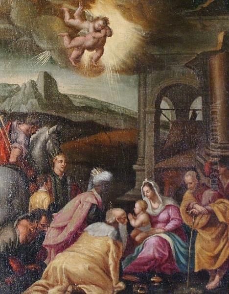 The Adoration Of The Magi Oil Painting by Jacopo Bassano (Jacopo da Ponte)