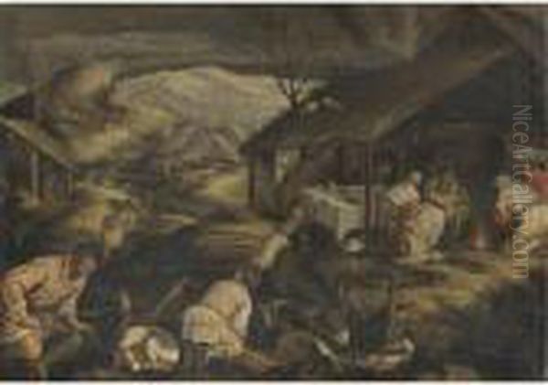 Allegoria Dell'inverno Oil Painting by Jacopo Bassano (Jacopo da Ponte)