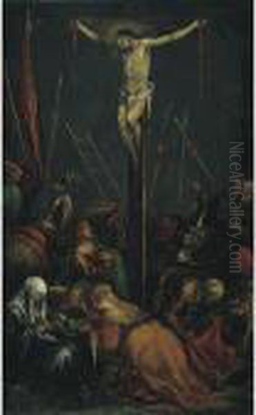 The Crucifixion Oil Painting by Jacopo Bassano (Jacopo da Ponte)