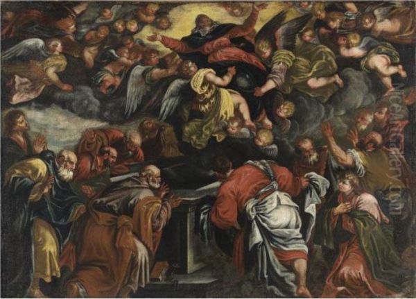 Assunzione Della Vergine Oil Painting by Jacopo Bassano (Jacopo da Ponte)