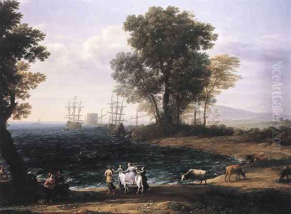 Coast Scene with the Rape of Europa 1667 Oil Painting by Claude Lorrain (Gellee)