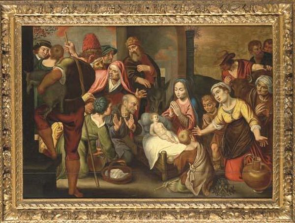 Nativite Oil Painting by Jacopo Bassano (Jacopo da Ponte)