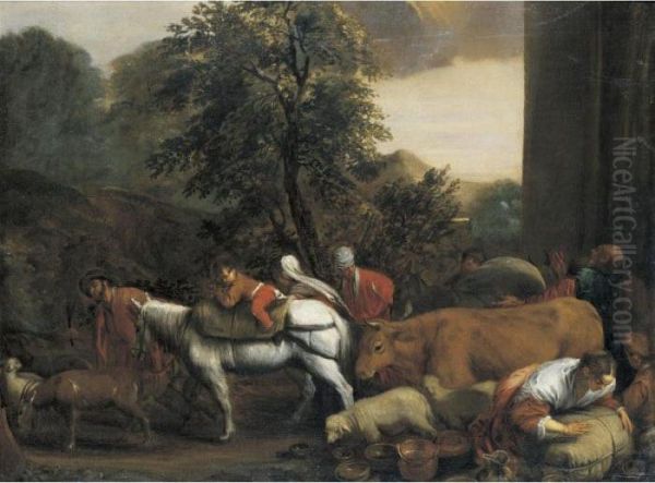 Jacob's Journey To Canaan Oil Painting by Jacopo Bassano (Jacopo da Ponte)