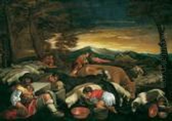 Hirtenszene. Oil Painting by Jacopo Bassano (Jacopo da Ponte)