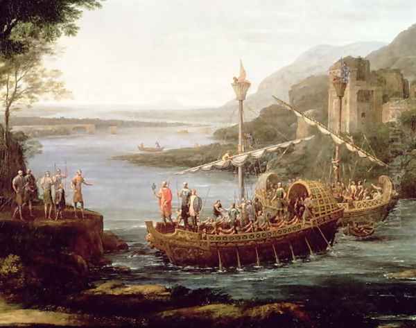 Landscape with the arrival of Aeneas at Pallanteum (detail) Oil Painting by Claude Lorrain (Gellee)