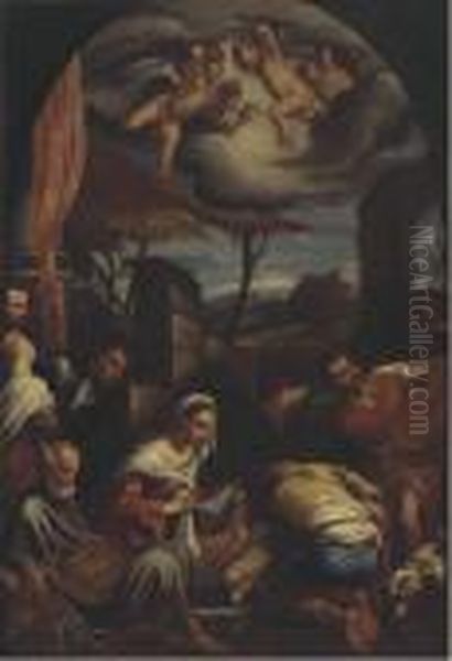 The Adoration Of The Shepherds Oil Painting by Jacopo Bassano (Jacopo da Ponte)