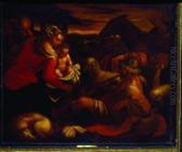 Adoration Of The Shepherds Oil Painting by Jacopo Bassano (Jacopo da Ponte)