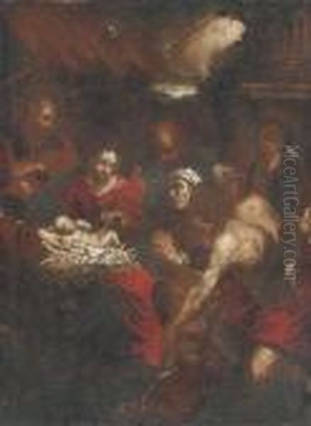 The Adoration Of The Shepherds Oil Painting by Jacopo Bassano (Jacopo da Ponte)