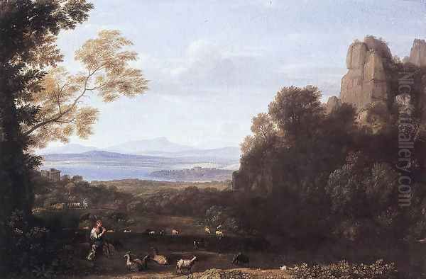 Landscape with Apollo and Mercury 1660 Oil Painting by Claude Lorrain (Gellee)